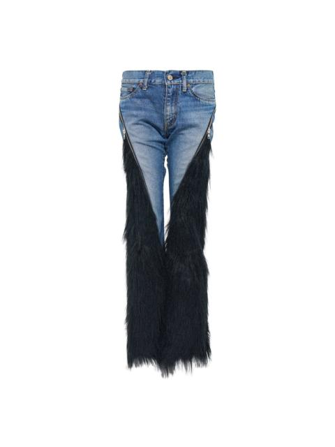 Junya Watanabe Cotton Denim Acrylic Faux Fur Jeans
