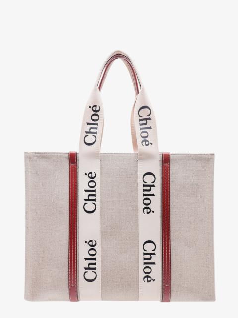 CHLOE' - Chloe' Linen Shoulder Bag With Logo Print. This Bag Is Made With Lower Environmental Impact Material