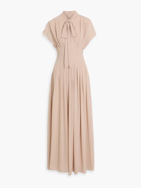 Other Designers Pussy-bow pleated chiffon maxi dress