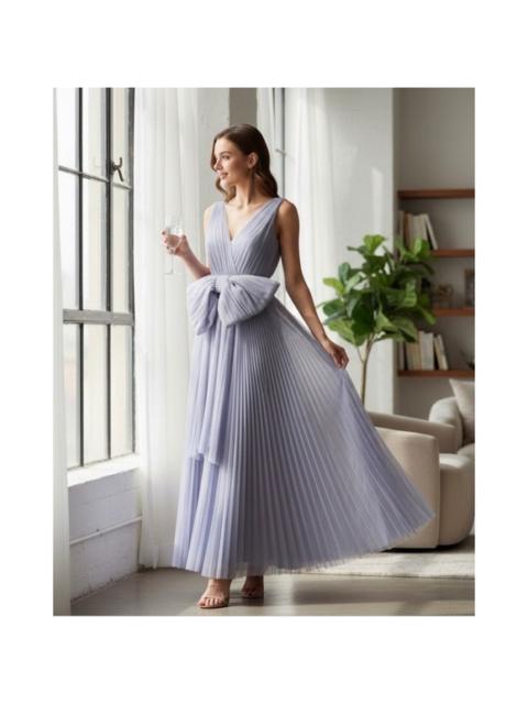 Other Designers Hutch Cataline Lavender Strapless Pleated Tulle Maxi Gown Bow Front Size 2