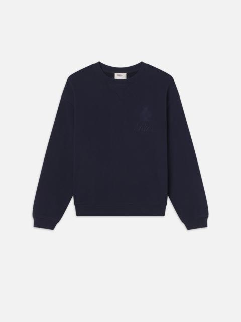 FRAME Ritz Unisex Tonal Logo Crewneck in Dark Navy