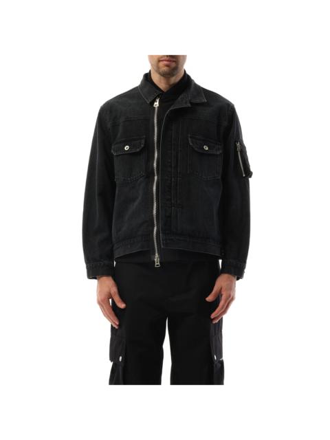 sacai Denim Nylon Double Jacket in Black
