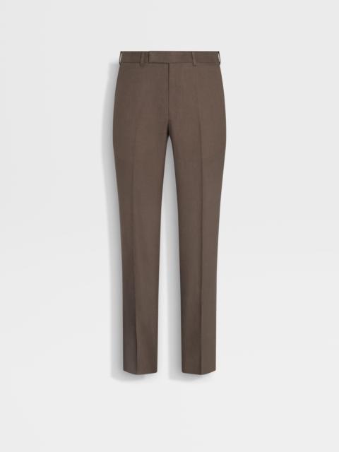 ZEGNA DARK TAUPE OASI LINO BLUE FLOWER PANTS