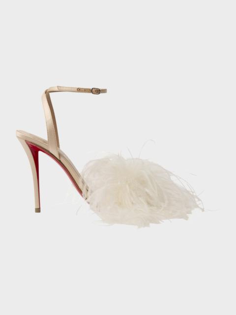 Christian Louboutin 100mm Miss Z Poupi Silk Feather Pumps