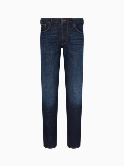 EMPORIO ARMANI J06 SLIM-FIT, WASHED DENIM JEANS