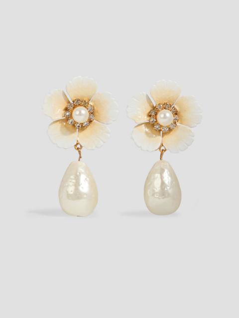 Jennifer Behr Deborah gold-tone, enamel, crystal and faux pearl earrings