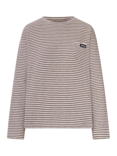 Miu Miu Miu Miu Women Striped Cotton And Cashmere Blend T-Shirt
