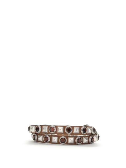 Etro Etro Women Leather Belt With Jeweled Studs