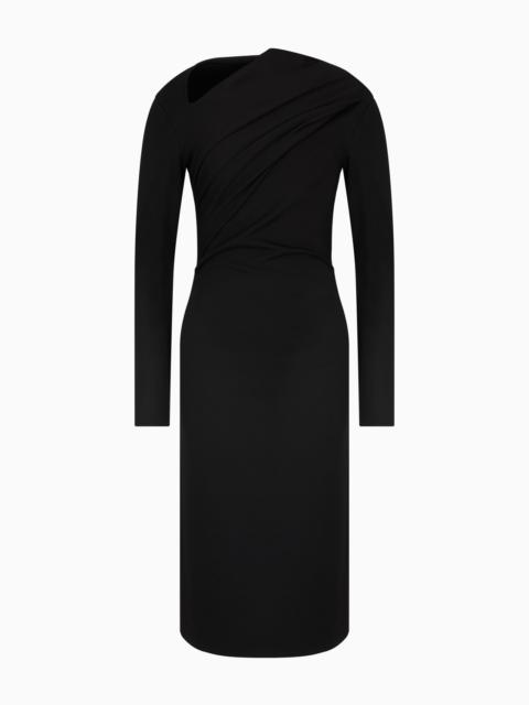 GIORGIO ARMANI VISCOSE-BLEND MILANO-STITCH MIDI DRESS
