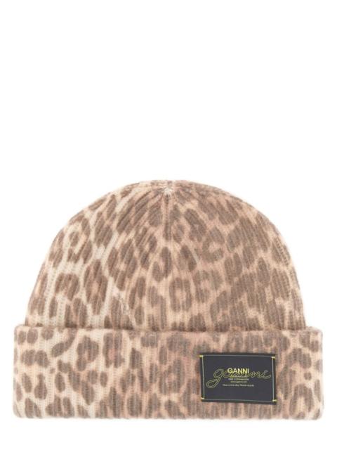 GANNI CAPPELLO IN LANA CON MOTIVO LEOPARDATO