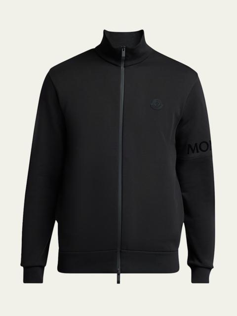 Moncler Men's Sleeve-Logo Fleece Full-Zip Jacket