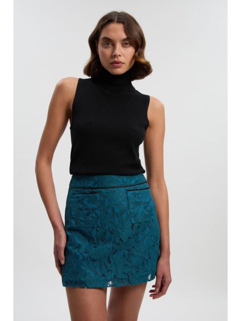 KAREN MILLEN Tipped Corded Lace Woven Mini Skirt