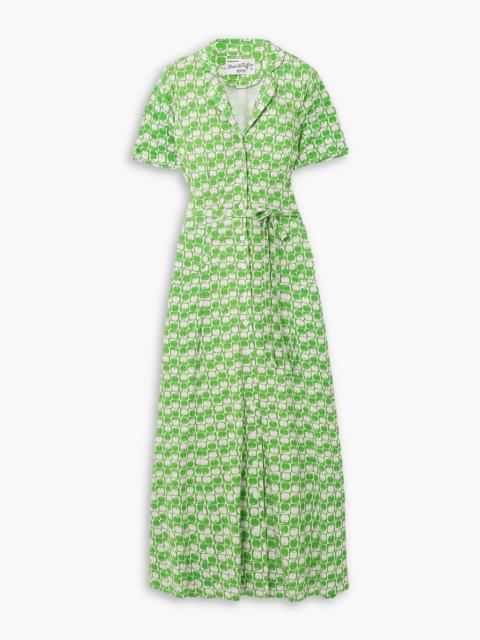 Other Designers Maria belted printed jersey midi dress