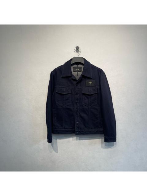 FENDI Fendi logo-branded dark blue denim jacket