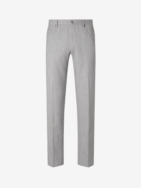 CORNELIANI Grey 5-pocket wool and stretch cotton denim trousers