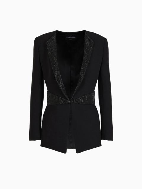 GIORGIO ARMANI Single-breasted jacket in silk cady with rhinestone details