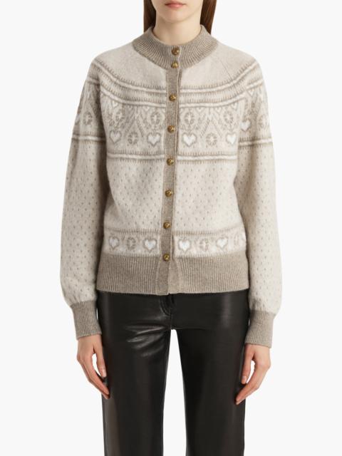 KHAITE Khaite Marc Fair Isle Cashmere Cardigan in Ecru Multi at Nordstrom