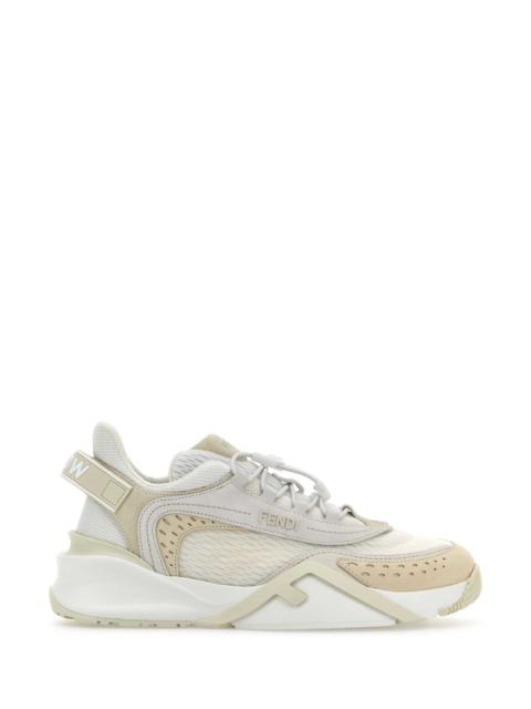 FENDI Fendi Women Ivory Mesh And Suede Fendi Flow Sneakers