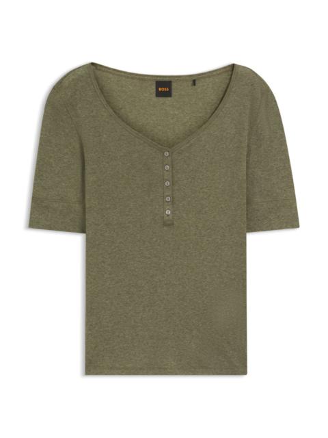 BOSS SLIM-FIT TOP WITH BUTTONED PLACKET