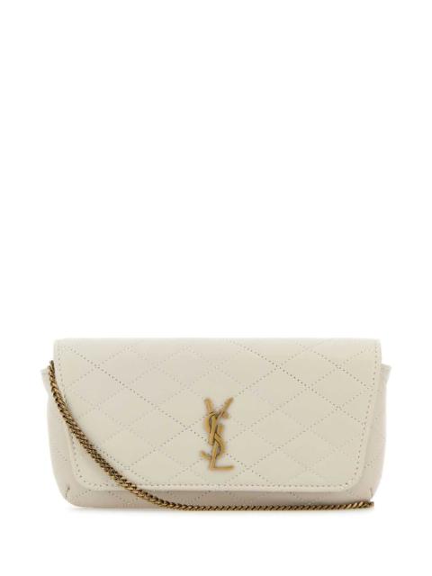 SAINT LAURENT Saint Laurent Women Ivory Nappa Leather Gaby Phone Holder