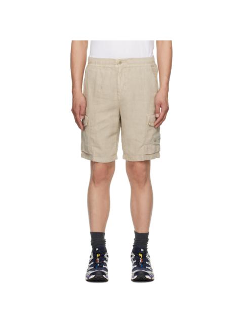 Beige Diagonal Linen Shorts