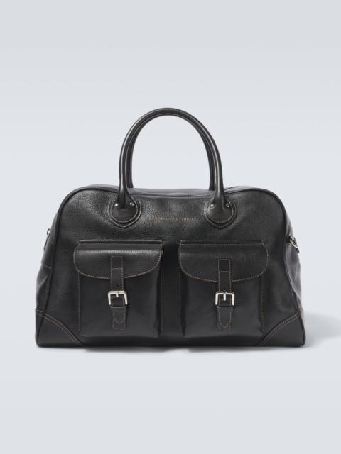 Leather duffel bag