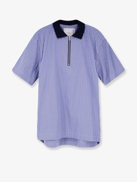sacai Sacai Striped Fabric Polo Shirt