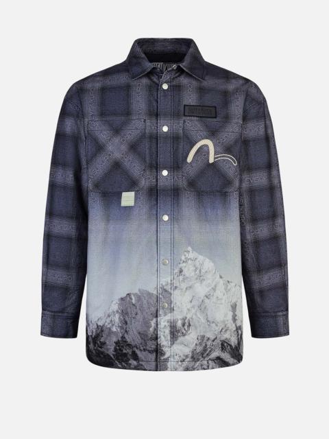 EVISU Flannel Check with Snow Mountian Print Relax Fit Shirt Jacket