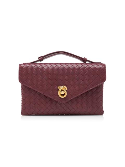 Bottega Veneta Knot Lock Intrecciato Leather Bag burgundy