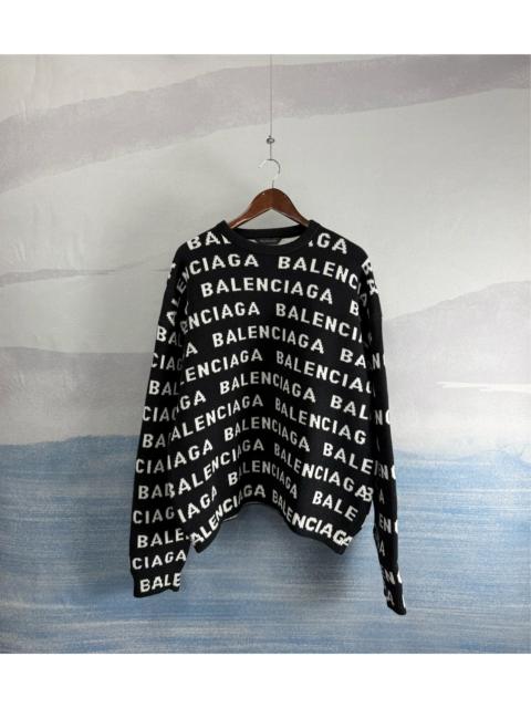 BALENCIAGA Balenciaga Black Wool Sweater with Allover "Barrage" Print
