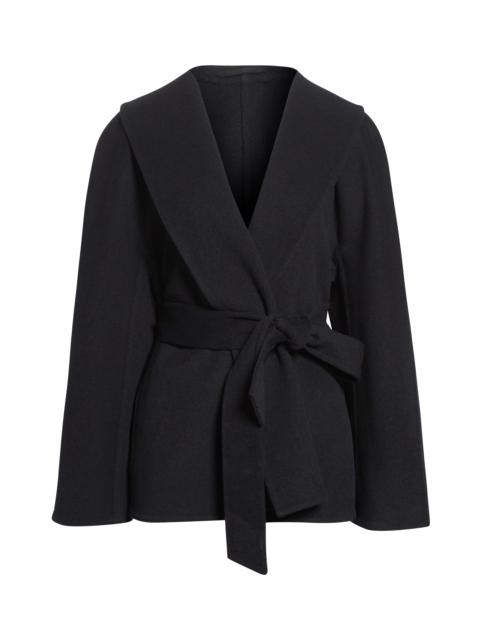 BALENCIAGA Balenciaga Short Double Face Wool Wrap Coat in 1000 Black at Nordstrom