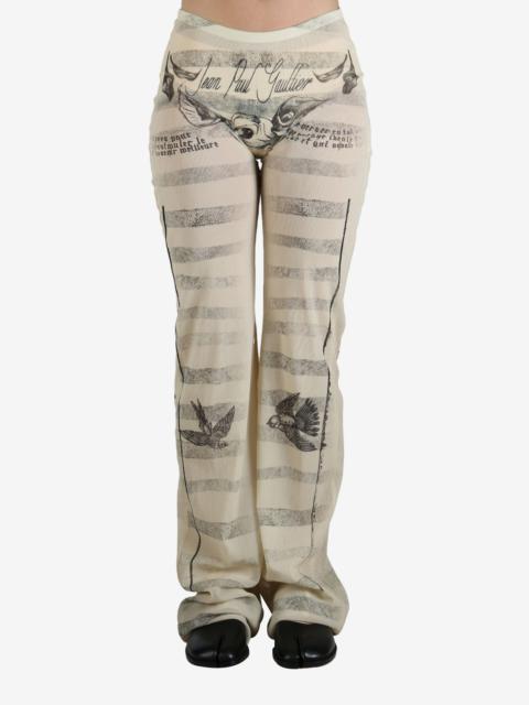 JEAN PAUL GAULTIER - Women Printed "Tattoo Marinière" Mesh Trouser