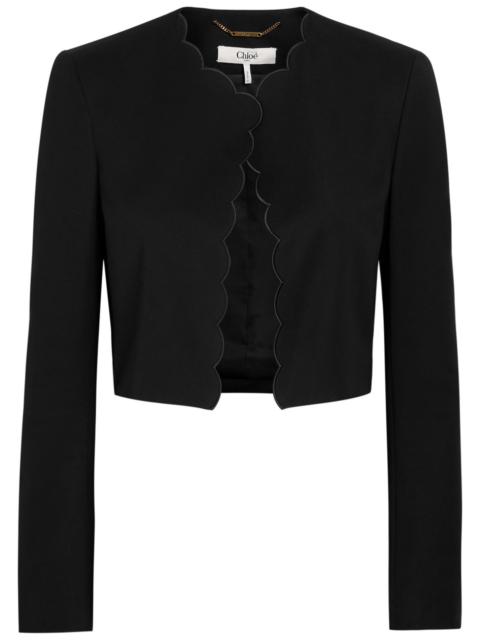 Chloé Chloe Scalloped Cropped Stretch-wool Blazer