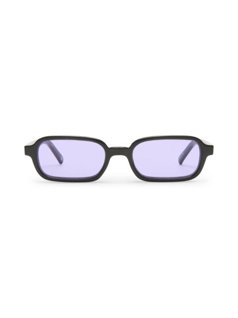 Le Specs Le Specs Pilferer 53mm Rectangular Sunglasses in Black/lilac Tint at Nordstrom