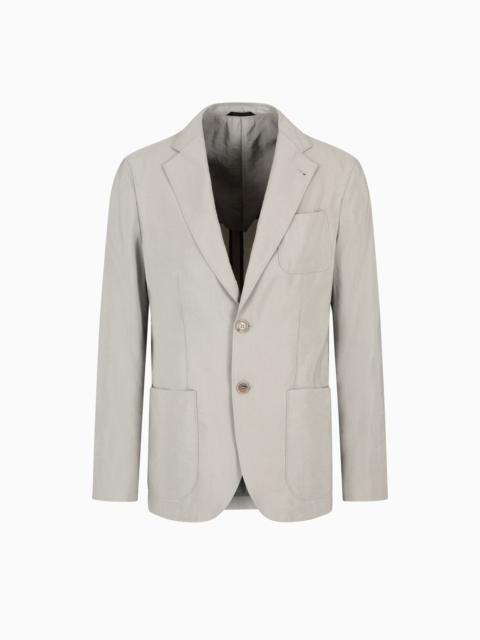 GIORGIO ARMANI UPTON LINE SINGLE-BREASTED JACKET IN A WASHED SILK BLEND