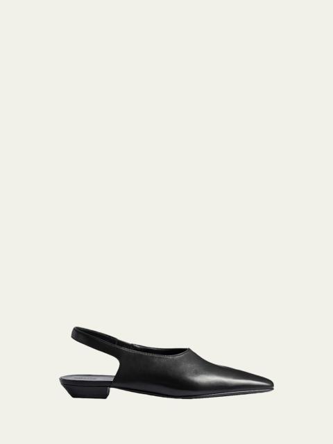 KHAITE Cecilia Leather Slingback Flats