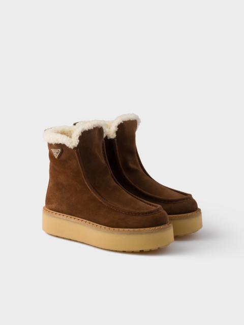 Prada Suede and shearling booties