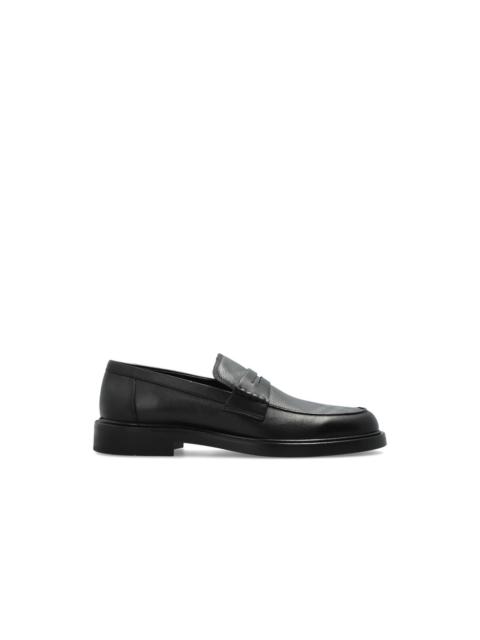 Burberry BURBERRY Black Iron Grey Check Pembroke Leather Loafers New
