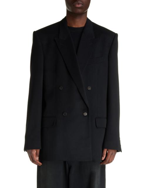 BALENCIAGA Regular Fit Double Breasted Wool Blazer