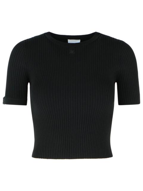 courrèges Courreges Black Viscose Blend T-shirt