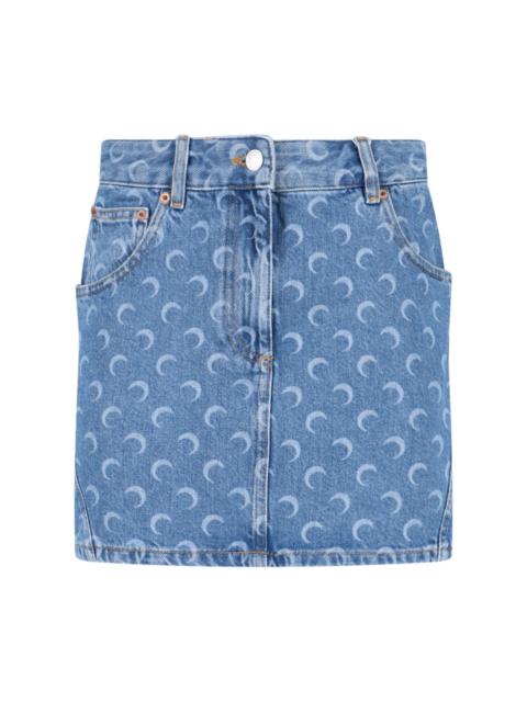 Marine Serre 'MOON' DENIM MINI SKIRT