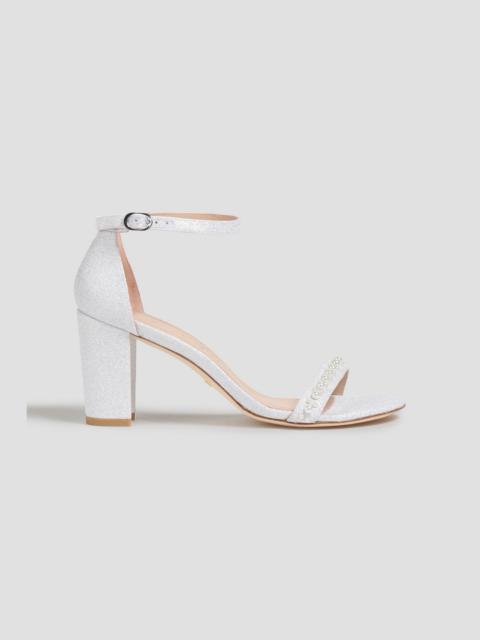 Stuart Weitzman Embellished glittered satin sandals