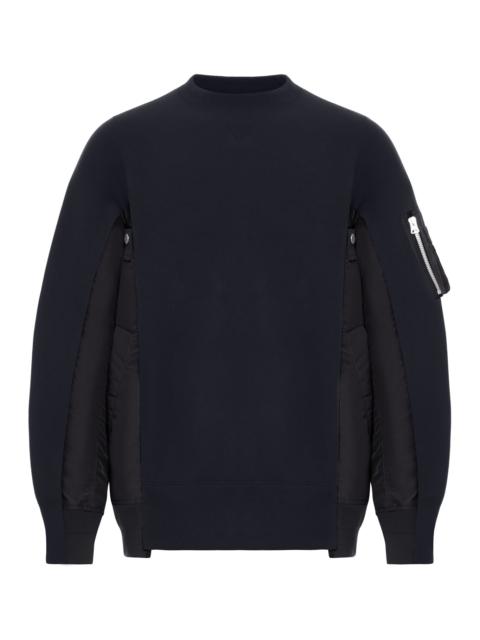 sacai COTTON BLEND SWEATSHIRT WITH NYLON DETAILS APPLIED