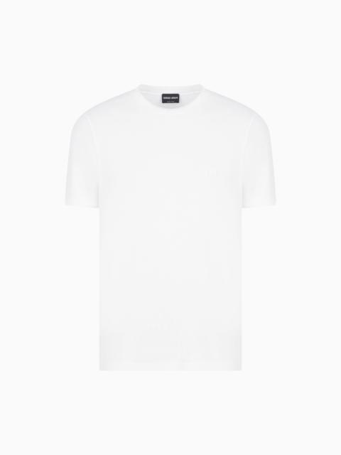 GIORGIO ARMANI STRETCH VISCOSE BAMBOO JERSEY T-SHIRT WITH GA EMBROIDERY