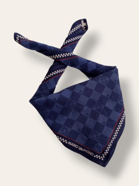 Other Designers Vintage Mario Valentino Checked Handkerchief Bandana Scarf