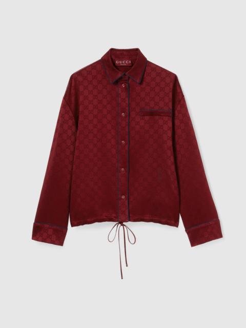 GUCCI GG satin shirt with tie waist