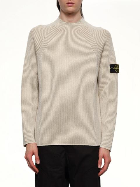 Stone Island 510002 Wool Crew Neck Sweater in Ivory