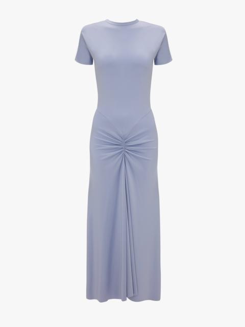 Victoria Beckham Gathered Waist T-Shirt Midi Dress In Delphinium Blue
