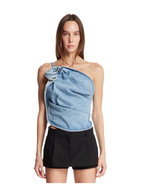 MAGDA BUTRYM Blue Denim One-Shoulder Top
