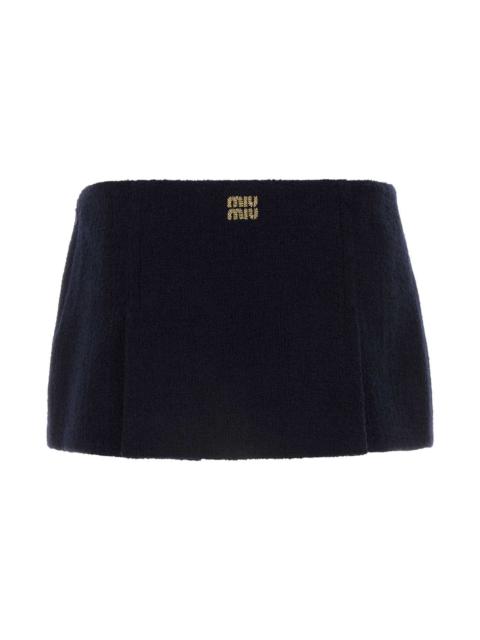 Midnight Blue Wool Blend Mini Skirt